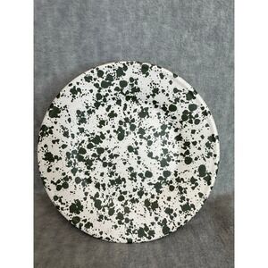 Bee & Willow Melamine Splatter Plate Set‎ White Green Dinnerware 10.5" Rustic